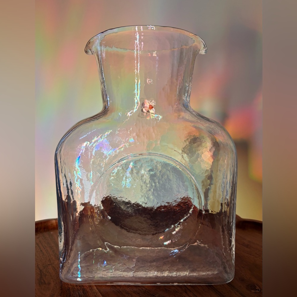 Vintage Blenko Art Glass Water Bottle 384 clear 80s - Picture 8 of 12